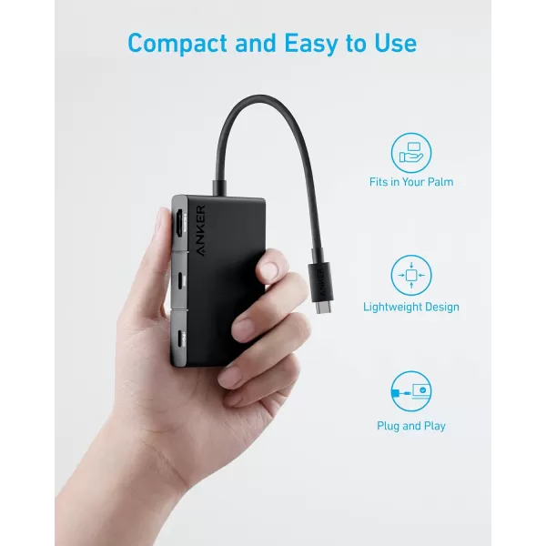 Anker USB C Hub 332 USBC Hub 5in1 4K HDMI with 100W Power Delivery 4K30Hz HDMI Display 5Gbps USBC and USBA Data Ports for MacBook iPad Lenovo Dell HP Laptops and More Black