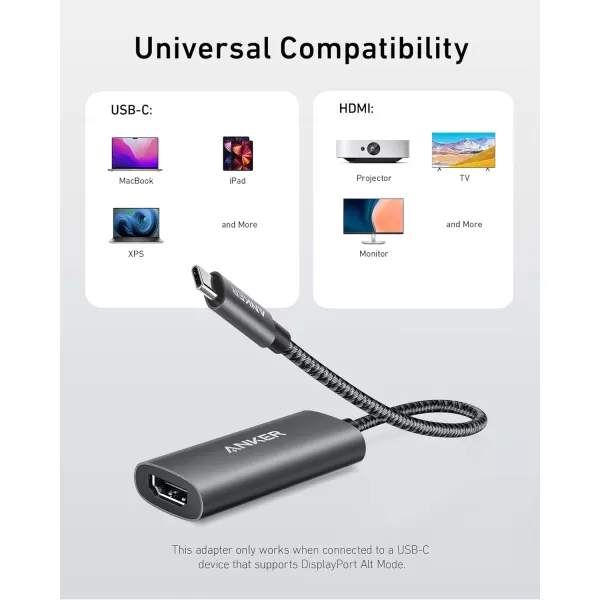 Anker USBC to HDMI Adapter  8K60Hz or 4K144Hz for MacBook iPad Pro Pixelbook XPS and More