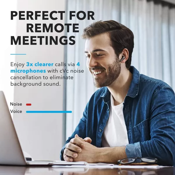 Soundcore Anker Liberty Air 2 Wireless Earbuds DiamondInspired Drivers Bluetooth Earphones 4 Mics Noise Reduction 28H Playtime HearID Bluetooth 5 Wireless Charging for Calls Home OfficeBlack