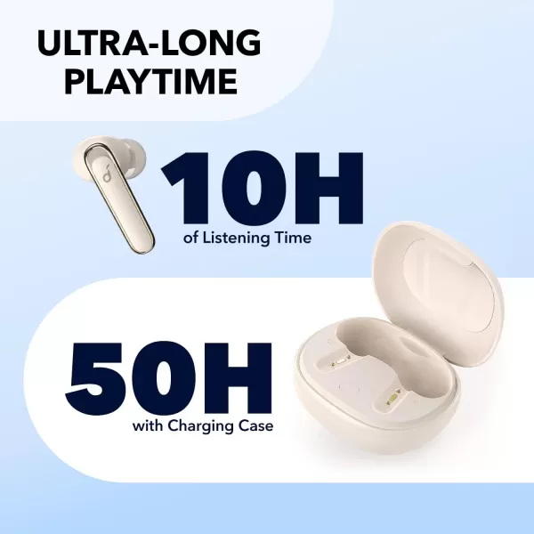 Soundcore by Anker Life P3 Noise Cancelling Earbuds Ultra Long 50H Playtime Fast Charging Big Bass MultiMode Noise Cancelling AIEnhanced Calls Wireless Charging App Control Bluetooth 52Oat White