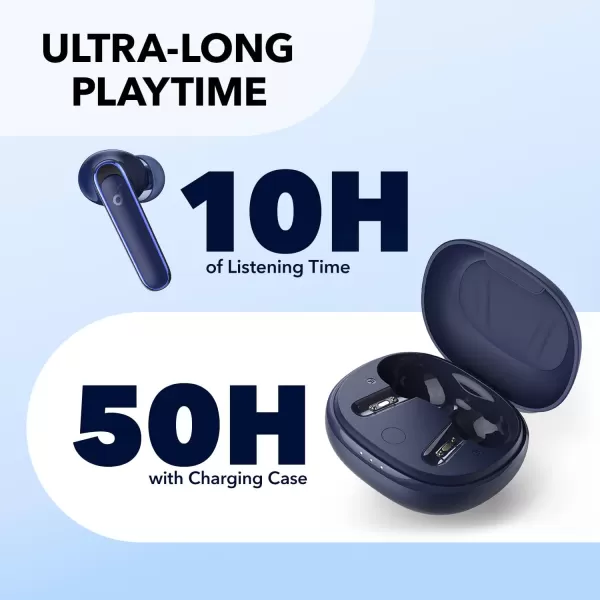 Soundcore by Anker Life P3 Noise Cancelling Earbuds Ultra Long 50H Playtime Fast Charging Big Bass MultiMode Noise Cancelling AIEnhanced Calls Wireless Charging App Control Bluetooth 52Navy Blue