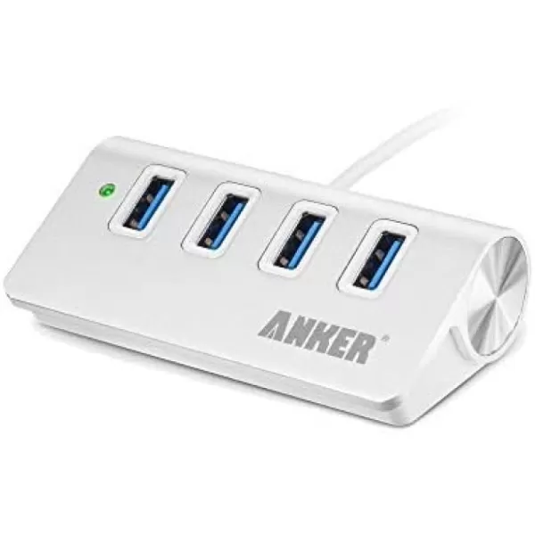 Anker 4Port USB 30 Unibody Aluminum Portable Data Hub with 2ft USB 30 Cable for Macbook Mac Pro  mini iMac XPS Surface Pro Notebook PC USB Flash Drives Mobile HDD and MoreSilver