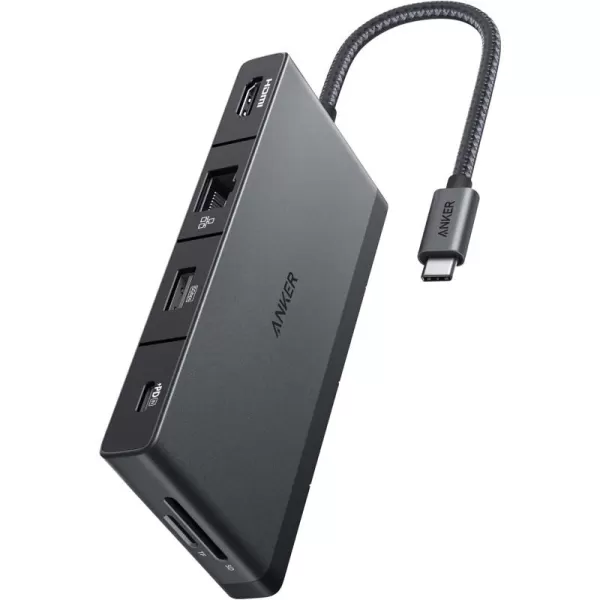 Anker 552 USBC Hub 9in1 with 100W Power Delivery 4K30Hz HDMI 4 USBC and USBA Data Ports Ethernet and SDmicroSD Card Slot for MacBook HP Dell Laptops and More