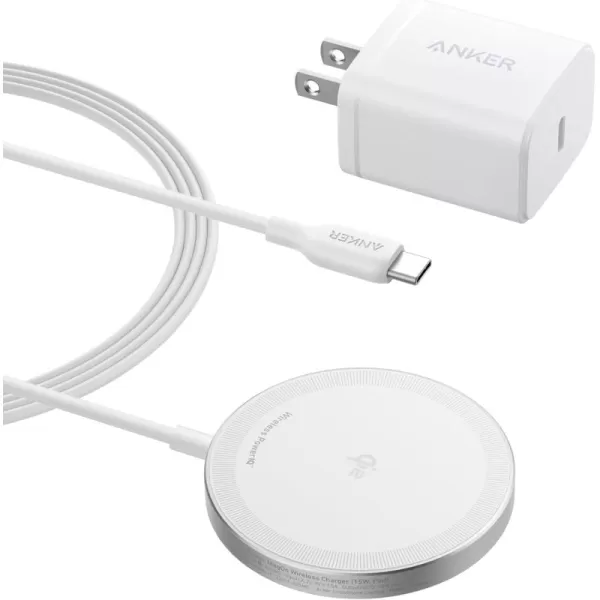 Anker MagSafe Charger Pad Compatible MagGo iPhone 16 Wireless Charger Pad Qi2 Certified 15W Wireless Charger for iPhone 1616 Plus16 Pro16 Pro Max15141312 Series Charger Not IncludedWhite