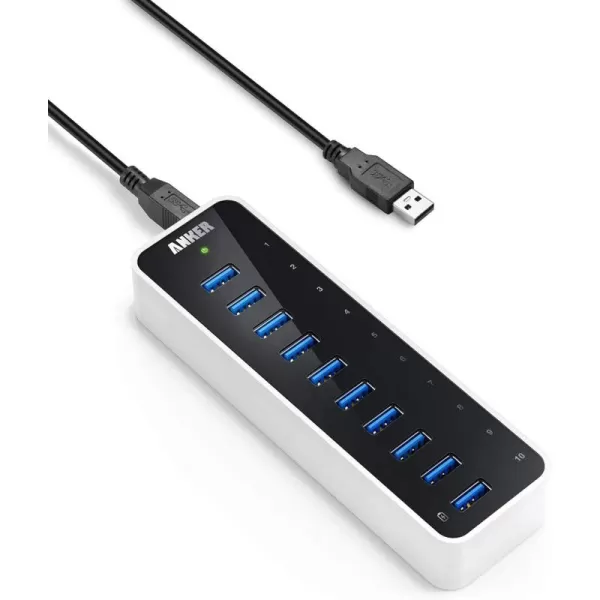 Anker USB A Hub USB 30 Hub 10 Ports USB Hub for Laptop ampamp PC for MacBook Mac ProMini iMac XPS Surface Pro Galaxy Series Mobile HDD and More