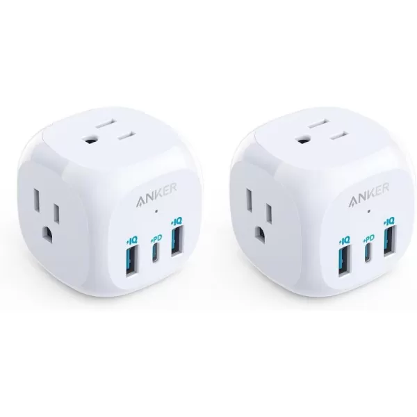 Anker USB C Outlet Extender Anker 321 Outlet Extender With 3 Outlets and 20W USB C Charging for iPhone 1312 Series Power Delivery Charging for Dorm Rooms Home Office Cruise Ship Travel Esstential2 Pack