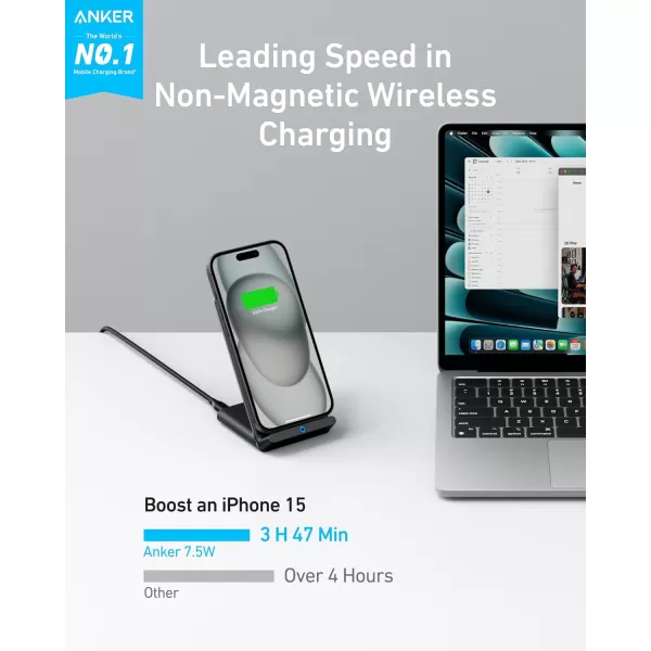 Anker 313 Wireless Charging Stand QiCertified for iPhone 1616 Pro16 Pro Max151413 10W Fast Charging for Galaxy S23S22S21 No AC AdapterBlack