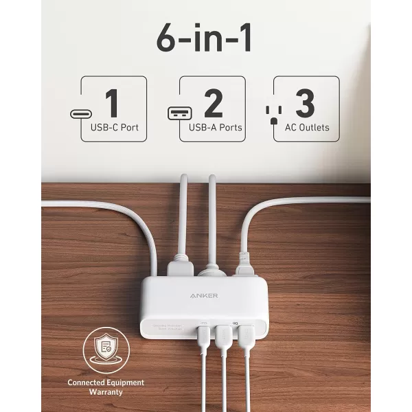 Anker 521 Power Strip  Charging Station with 3 Outlets 30W USB C Charger for iPhone 1413 5 ft Extension Cord Power Delivery for HighSpeed Charging for Home Office Dorm Room TravelCeramic White