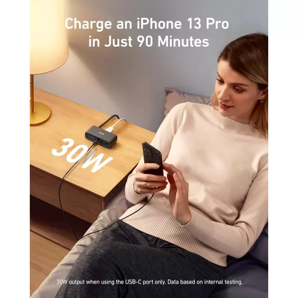 Anker 521 Power Strip  Charging Station with 3 Outlets 30W USB C Charger for iPhone 1413 5 ft Extension Cord Power Delivery for HighSpeed Charging for Home Office Dorm Room TravelInterstellar Black