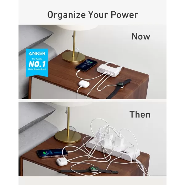 Anker 521 Power Strip  Charging Station with 3 Outlets 30W USB C Charger for iPhone 1413 5 ft Extension Cord Power Delivery for HighSpeed Charging for Home Office Dorm Room TravelCeramic White