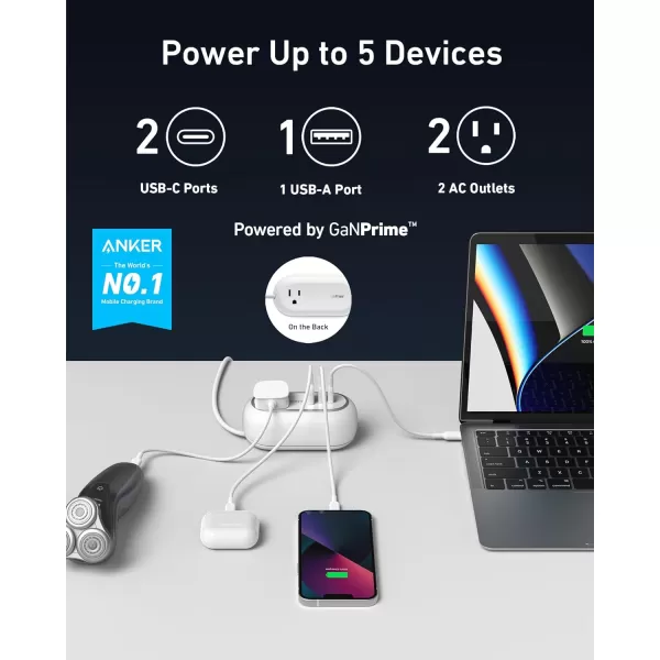 Anker GaNPrime 65W Charging Station 615 USB C 5in1 Power Strip for Travel and Work with 2AC2 USB C USB A 3ftPower Delivery for iPhone 1515 Plus15 Pro15 Pro Maxand MoreBlackWhite