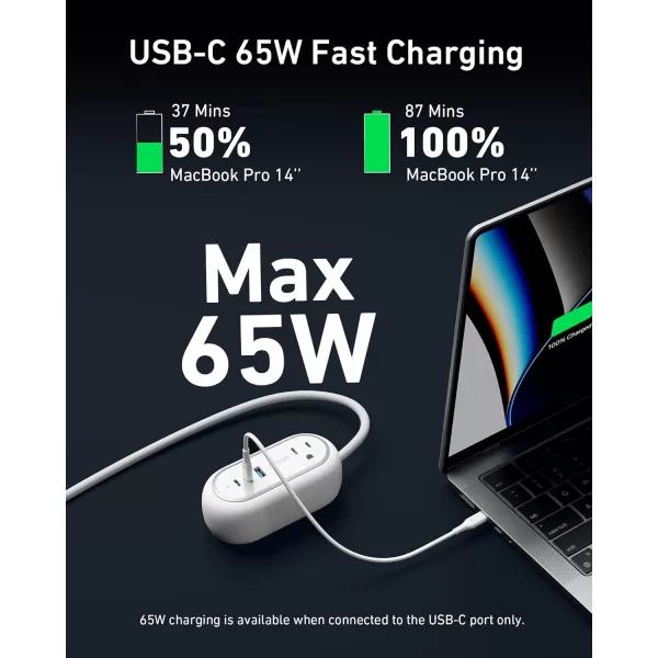 Anker GaNPrime 65W Charging Station 615 USB C 5in1 Power Strip for Travel and Work with 2AC2 USB C USB A 3ftPower Delivery for iPhone 1515 Plus15 Pro15 Pro Maxand MoreBlackWhite