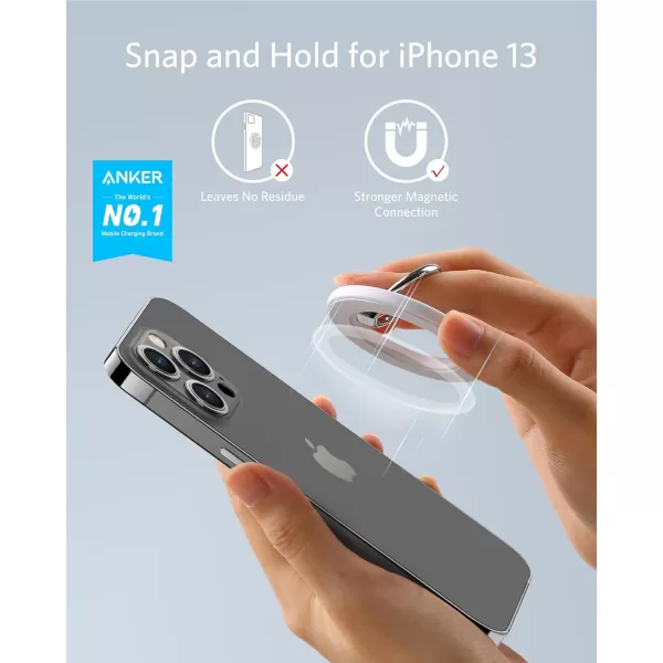 Anker Magnetic Phone Grip MagGo 610 Ring Holder Adjustable Kickstand Only for iPhone 1616 Plus16 Pro16 Pro Max15141312 SeriesDolomite White