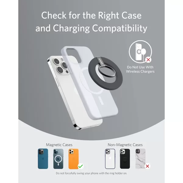 Anker Magnetic Phone Grip MagGo 610 Ring Holder Adjustable Kickstand Only for iPhone 1616 Plus16 Pro16 Pro Max15141312 SeriesInterstellar Gray