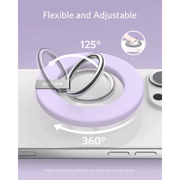 Anker Magnetic Phone Grip MagGo 610 Ring Holder Adjustable Kickstand Only for iPhone 1616 Plus16 Pro16 Pro Max15141312 SeriesLilac Purple