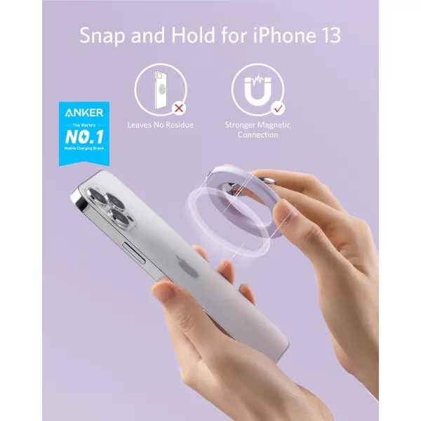 Anker Magnetic Phone Grip MagGo 610 Ring Holder Adjustable Kickstand Only for iPhone 1616 Plus16 Pro16 Pro Max15141312 SeriesLilac Purple