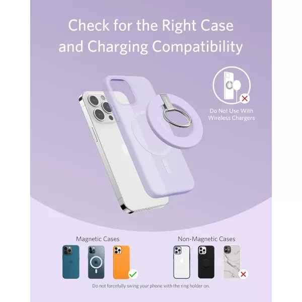 Anker Magnetic Phone Grip MagGo 610 Ring Holder Adjustable Kickstand Only for iPhone 1616 Plus16 Pro16 Pro Max15141312 SeriesLilac Purple