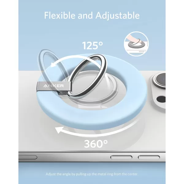 Anker Magnetic Phone Grip MagGo 610 Ring Holder Adjustable Kickstand Only for iPhone 1616 Plus16 Pro16 Pro Max15141312 SeriesMisty Blue