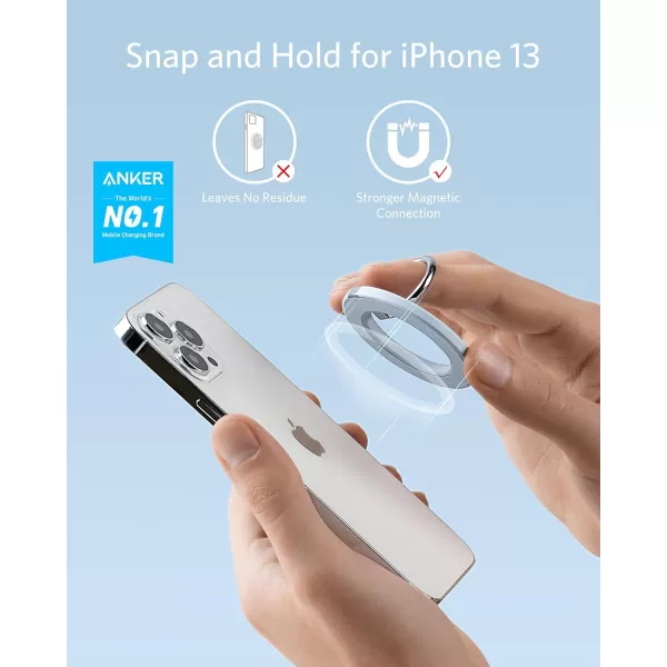 Anker Magnetic Phone Grip MagGo 610 Ring Holder Adjustable Kickstand Only for iPhone 1616 Plus16 Pro16 Pro Max15141312 SeriesMisty Blue