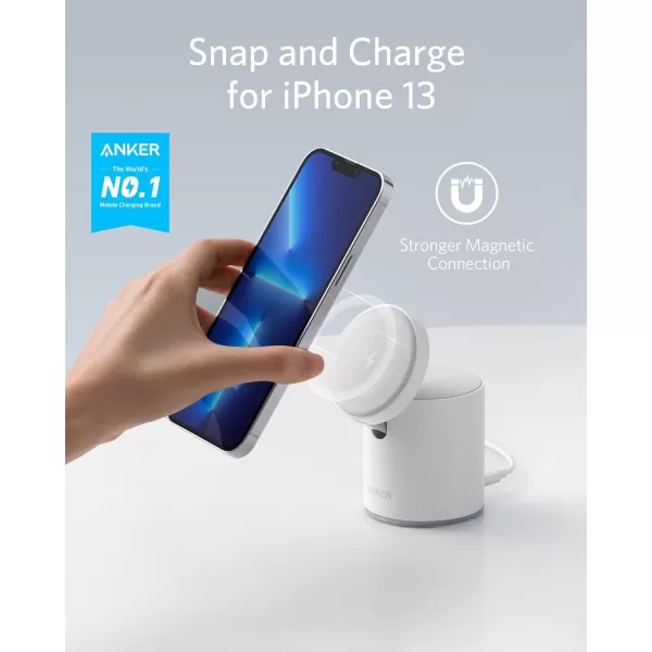 Anker Magnetic Wireless Charger 623 MagGo 2in1 Charging Station with 20W USBC Charger for iPhone 1414 Pro14 Pro Max1313 Pro Max AirPods Pro Dolomite WhiteDolomite White