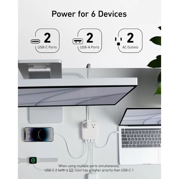 Anker Nano Charging Station67W Max 6in1 USB C Power Strip for iPhone 1514 and MacBook with Flat Plug and 5ft Thin Undetachable Extension Cord2 AC2 USB A2 USB C for HomeampampOfficeBlack StoneBlack Stone