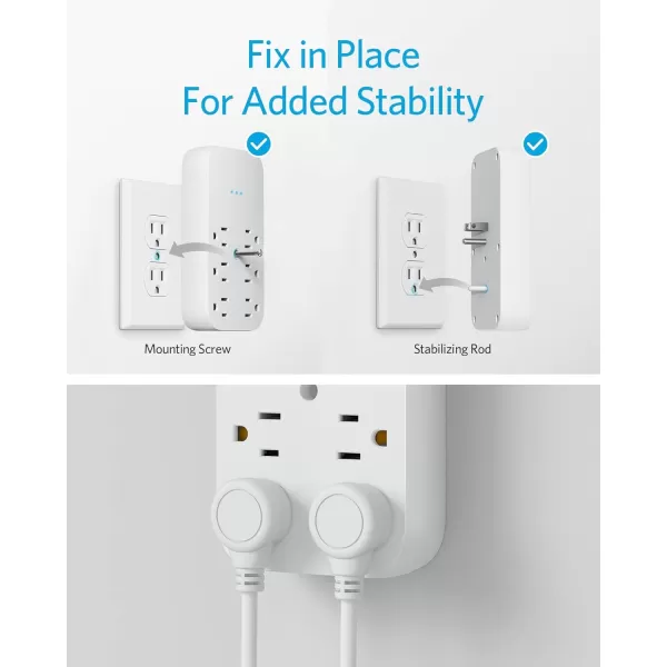 Anker Outlet Extender and USB Wall Charger 6 Outlets and 2 USB Ports 20W USB C Power Delivery HighSpeed Charging iPhone 1515 Plus15 Pro15 Pro Max MultiPlug for Dorm Home and Office White2 Pack