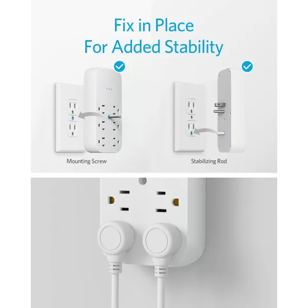 Anker Outlet Extender and USB Wall Charger 6 Outlets and 2 USB Ports 20W USB C Power Delivery HighSpeed Charging iPhone 1515 Plus15 Pro15 Pro Max MultiPlug for Dorm Home and Office White1 Pack