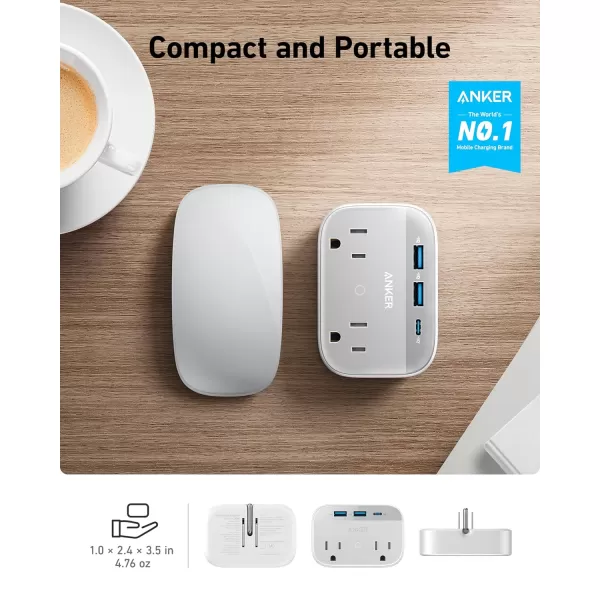 Anker Portable Outlet Extender with Foldable Plug 5 MultiPlug Outlet HighSpeed 30W USB C Power Delivery Compatible with iPhone 1515 Plus15 Pro15 Pro MaxCompact for Travel Home TUV Listed