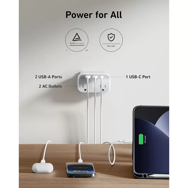 Anker Portable Outlet Extender with Foldable Plug 5 MultiPlug Outlet HighSpeed 30W USB C Power Delivery Compatible with iPhone 1515 Plus15 Pro15 Pro MaxCompact for Travel Home TUV Listed