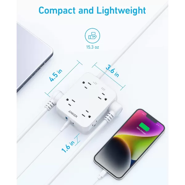 Anker Power Strip with USB Ports5FtSurge Protector2000J8 Widely Outlet Extender with 2 USB A Ports and 1 USB C PortWorks WhiteWhite