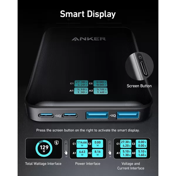 Anker Prime 6in1 USB C Charging Station 140W Compact Power Strip for Work and Travel 5 ft Detachable Extension Cord with 6 Ports for iPhone 1515 Plus15 Pro15 Pro MaxNonBattery NonWirelessBlackGray