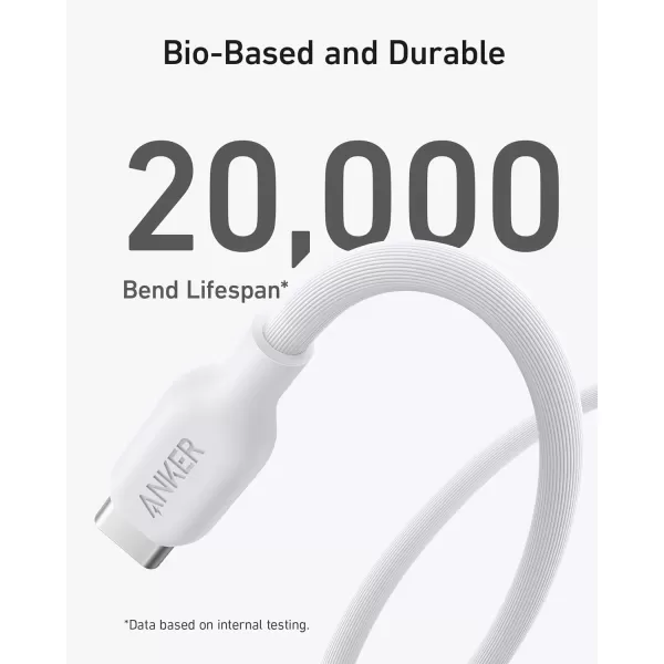 Anker USBC to Lightning Cable 541 Cable Aurora White 6ft MFi Certified BioBased Fast Charging for iPhone 14 14pro Max 13 Pro 12 11 X XS XR 8 Plus Charger Not IncludedWhite