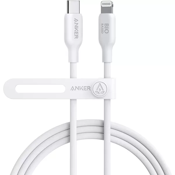 Anker USBC to Lightning Cable 541 Cable Aurora White 6ft MFi Certified BioBased Fast Charging for iPhone 14 14pro Max 13 Pro 12 11 X XS XR 8 Plus Charger Not IncludedWhite