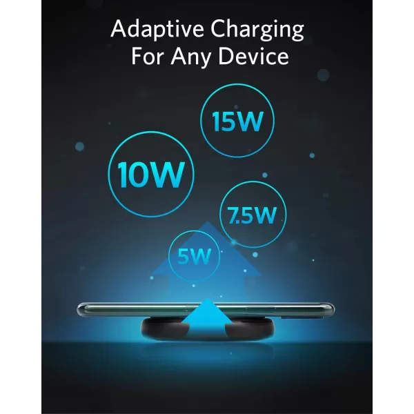 Anker Wireless Charger with Power Adapter PowerWave II Pad QiCertified 15W Max Fast Wireless Charging Pad for iPhone 1414 Pro14 Pro Max1313 Pro Max Galaxy S10 S9 S8 Note 10 Note 9 ampamp More