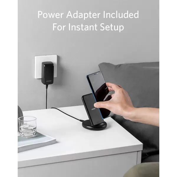 Anker Wireless Charger with Power Adapter PowerWave II Stand QiCertified 15W Max for iPhone 161514 Series Galaxy S10S9 Note10Note9 and More