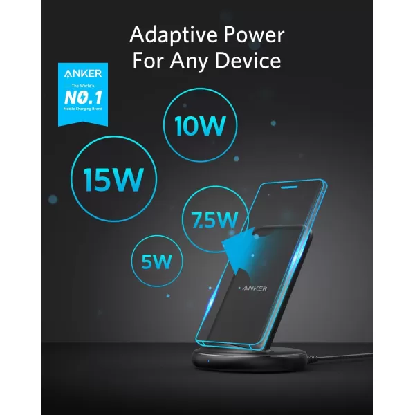 Anker Wireless Charger with Power Adapter PowerWave II Stand QiCertified 15W Max for iPhone 161514 Series Galaxy S10S9 Note10Note9 and More