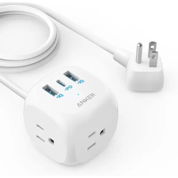 Anker 20W USB C Power Strip 321 Power Strip with 3 Outlets and USB C Charging for iPhone 1515 Plus15 Pro15 Pro Max 5 ft Extension Cord Power Delivery Charging for Dorm RoomsHome OfficeWhite