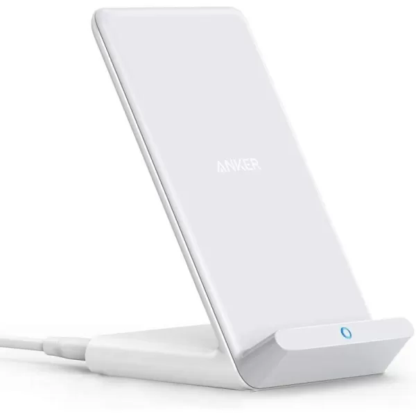 Anker 313 Wireless Charging Stand QiCertified for iPhone 1616 Pro16 Pro Max151413 10W Fast Charging for Galaxy S23S22S21 No AC AdapterWhite