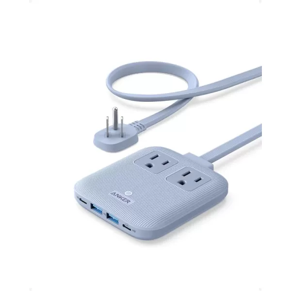 Anker Nano Charging Station67W Max 6in1 USB C Power Strip for iPhone 1514 and MacBook with Flat Plug and 5ft Thin Undetachable Extension Cord2 AC2 USB A2 USB C for HomeampampOfficeBlack StoneIce Lake Blue