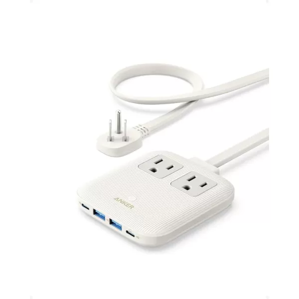 Anker Nano Charging Station67W Max 6in1 USB C Power Strip for iPhone 1514 and MacBook with Flat Plug and 5ft Thin Undetachable Extension Cord2 AC2 USB A2 USB C for HomeampampOfficeBlack StoneShell White