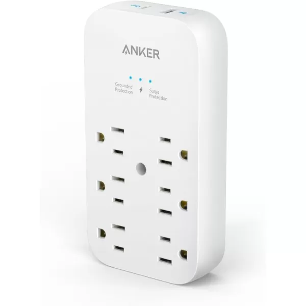 Anker Outlet Extender and USB Wall Charger 6 Outlets and 2 USB Ports 20W USB C Power Delivery HighSpeed Charging iPhone 1515 Plus15 Pro15 Pro Max MultiPlug for Dorm Home and Office White1 Pack