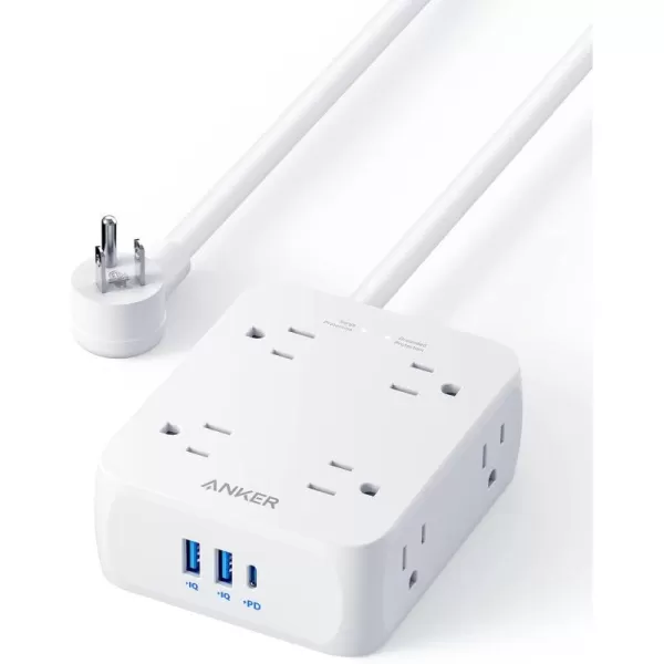 Anker Power Strip with USB Ports5FtSurge Protector2000J8 Widely Outlet Extender with 2 USB A Ports and 1 USB C PortWorks WhiteWhite