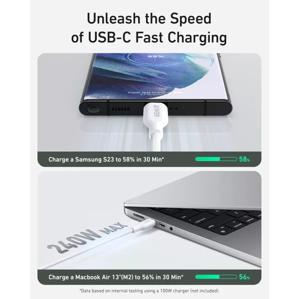 Anker 543 USB C to USB C Cable 240W 6ft USB 20 BioBased Charging Cable for MacBook Pro 2020 iPad Pro 2020 iPad Air 4 Samsung Galaxy Samsung Galaxy S23S23 UltraS22 Ultra Phantom BlackAurora White