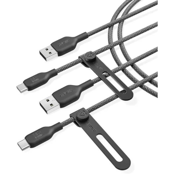 Anker USB C Cable BioBriaded 2 Pack 6ft Durable USB A to Type C Charger Cable USB C Charger Cable Fast Charging for Samsung Galaxy Note 1098 S10S10S9S9 LG V30 USB 20 BlackBlack