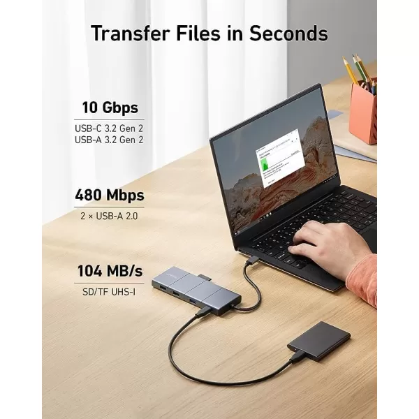 imageAnker USB C Hub 565 11in1 Laptop Docking station Dual Monitor Docking Station with 10 Gbps Data Port 4K HDMI and DisplayPort 100W Power Delivery 1 Gbps Ethernet SD Card Reader for XPS and More