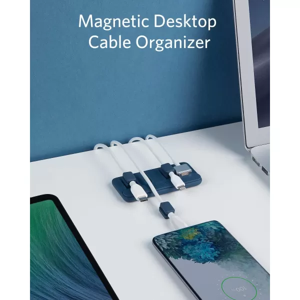 imageAnker Cable Management Magnetic Cable Holder Desktop Multipurpose Cord Keeper 5 Clips for Lightning Cables USB C  Micro Cables Sticks to Wood Marble Metal Glass Blue 2 PackBlau