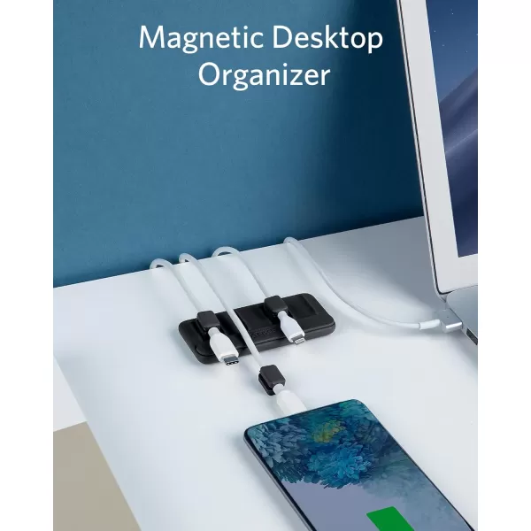 imageAnker Cable Management Magnetic Cable Holder Desktop Multipurpose Cord Keeper 5 Clips for Lightning Cables USB C  Micro Cables Sticks to Wood Marble Metal Glass Blue 2 PackBlack