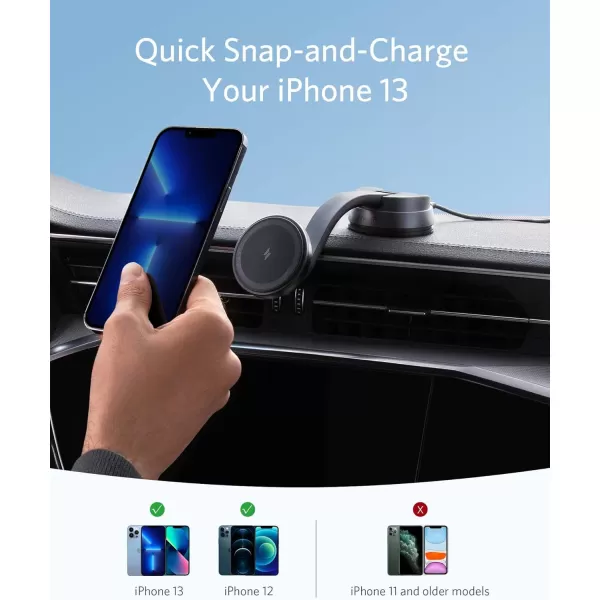 imageAnker Magnetic Wireless Charger MagGo 613 Car Charging Mount with 2Port USB Car Charger 5 ft USBC to USBA Cable Strong Magnetic Alignment for iPhone 1515 Pro15 Pro Max1414 Pro Max