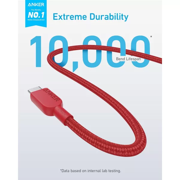 imageAnker 240W USB C to USB C Cable Pack of 26ft USB C Charger Cable Fast Charge for iPhone 1515Pro15Plus15ProMax MacBook Pro iPad Pro 2020 iPad Air 4 Samsung Galaxy S23S23 UltraUSB 20Red