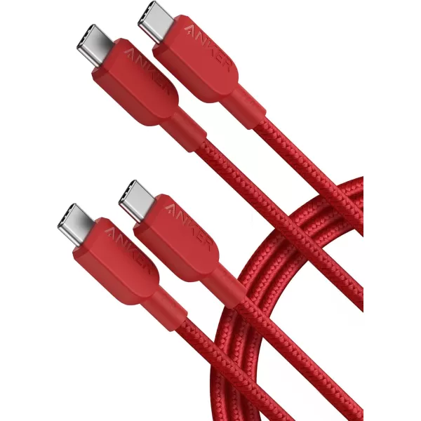 imageAnker 240W USB C to USB C Cable Pack of 26ft USB C Charger Cable Fast Charge for iPhone 1515Pro15Plus15ProMax MacBook Pro iPad Pro 2020 iPad Air 4 Samsung Galaxy S23S23 UltraUSB 20Red